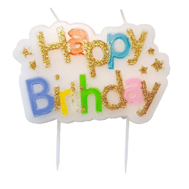 Haza - Kaarsje Happy 'Happy birthday' 10.5cm