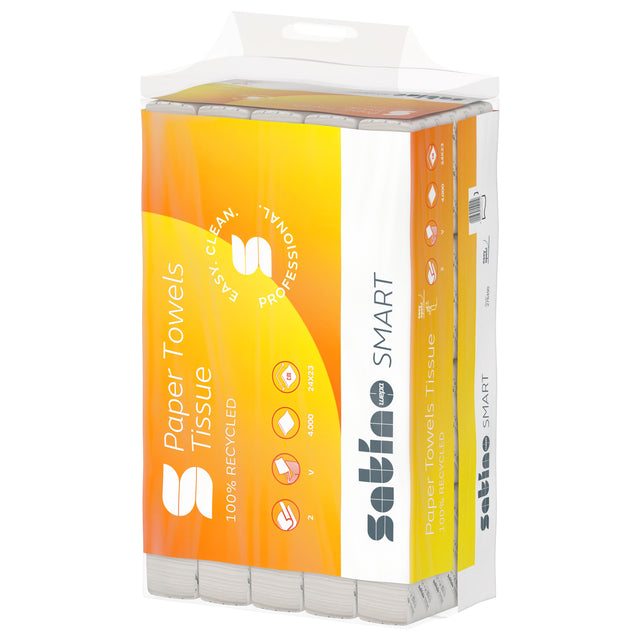 Satino by WEPA - Handdoek Satino PT3 Smart v-vouw 2-laags 240x230mm 20x200 vel wit 276490