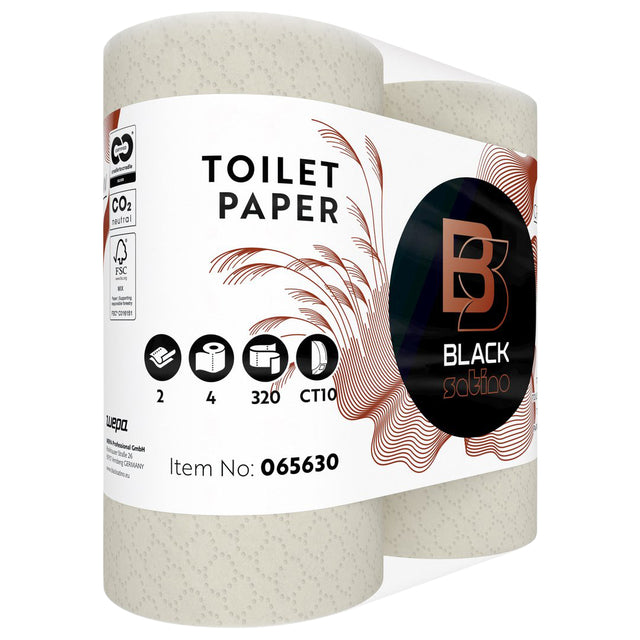 BlackSatino - Toiletpapier CT10 GreenGrow 2-laags 4x320 vel naturel 066870 | 10 stuks
