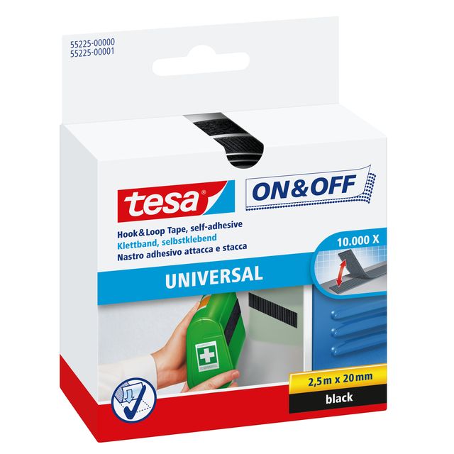 Tesa - Velcro® On Off Selbstklebend 2,5mx20mm schwarz