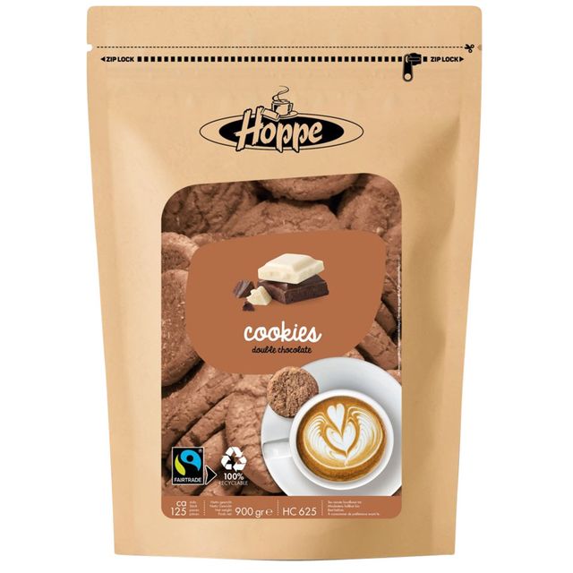 Hoppe - Koekjes Cookies fairtrade double chocolate circa 125 stuks