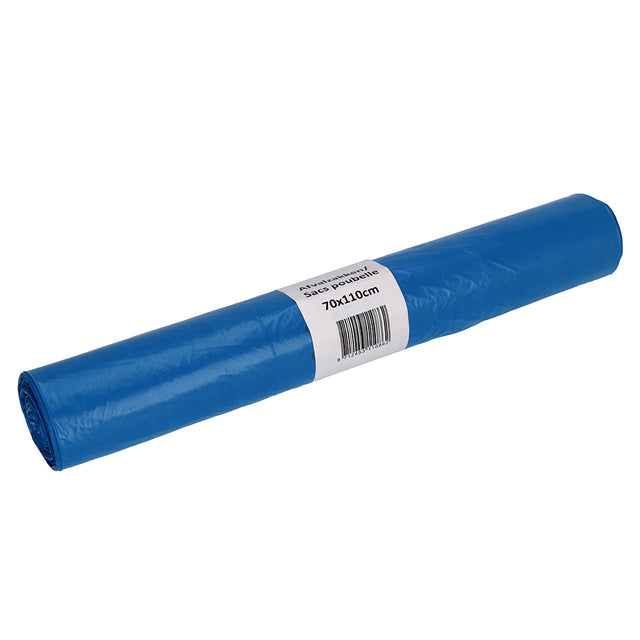 Cleaninq - Waste bag 70x110cm HDPE recycled T25 120L blue roll of 20 pieces