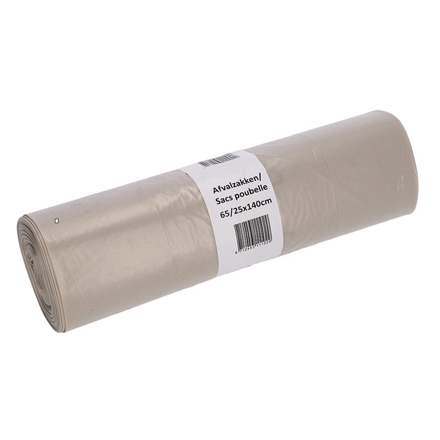 Cleaninq - Sacco per rifiuti 65/25x140cm LDPE riciclato T70 240L trasparente rotolo da 10 pezzi