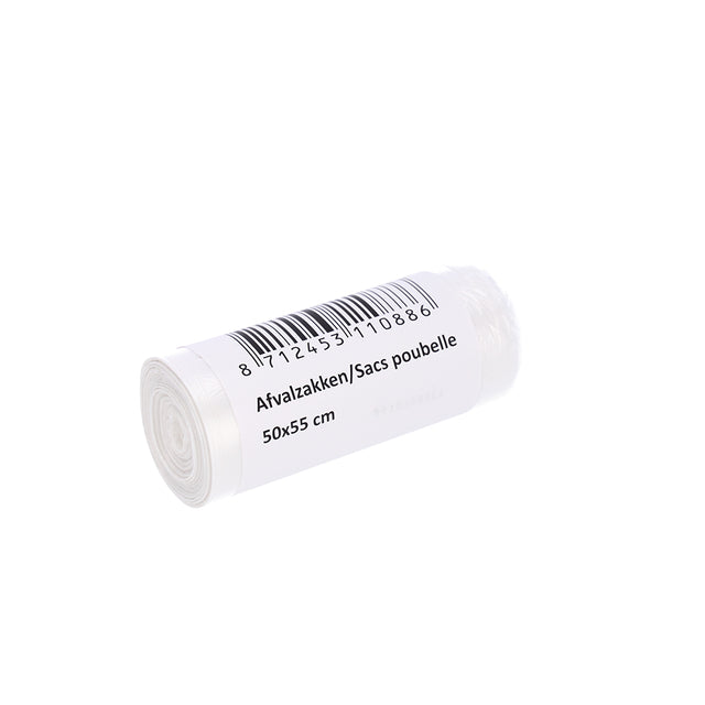 Cleaninq - Waste bag 50x55cm HDPE T15 25L transparent roll of 50 pieces