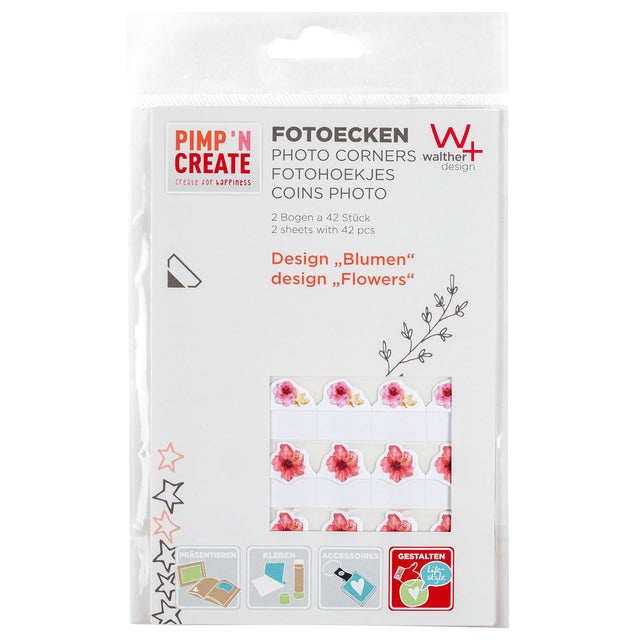 Disegno Walther - Angoli per foto disegno fiori 2 fogli da 42 pezzi