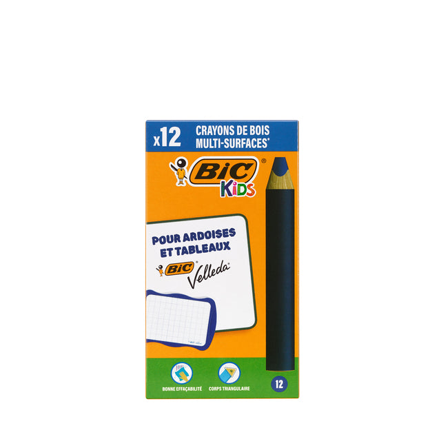 Bic Kids - Lápiz Pizarra Kids Multi Superficie azul caja de 12 piezas