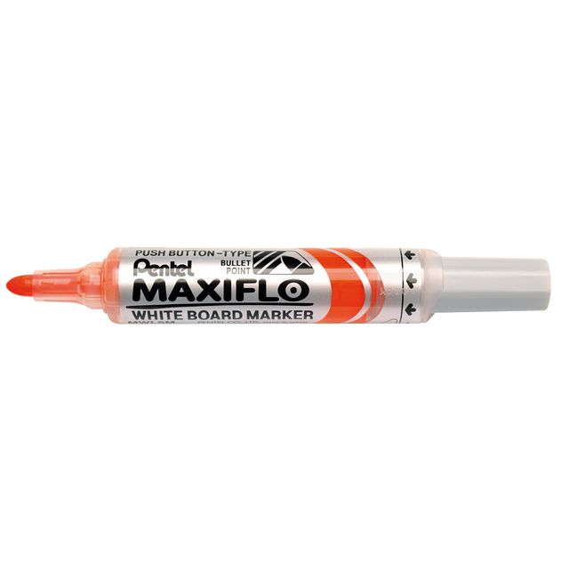 Pentel - Whiteboardmarker MWL5M Maxiflo rond 3mm oranje | 12 stuks