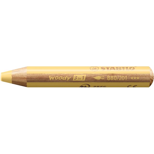 Stabilo - Lápices de colores 880 woody 3 en 1 polivalente amarillo pastel | 5 piezas