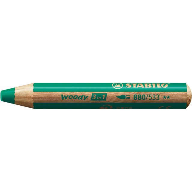 Stabilo - Lápices de colores 880 woody 3 en 1 polivalente verde | 5 piezas