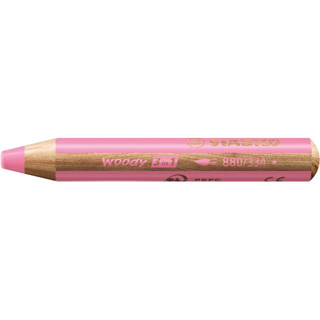 Stabilo - Lápices de colores 880 woody 3 en 1 multitalento rosa | 5 piezas
