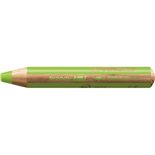 Stabilo - Matite colorate 880 legnose 3 in 1 multitalento verde chiaro | 5 pezzi
