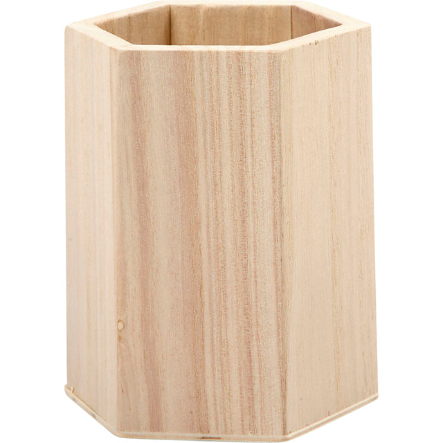 Creativ Company - Estuche para lápices hexagonal 10,5x8cm de madera contrachapada | 12 piezas
