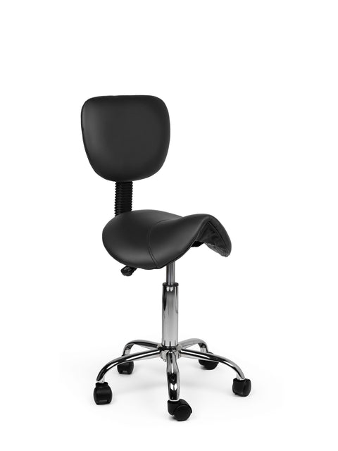 Office - Zadelkruk rugleuning laag harde wielen zw