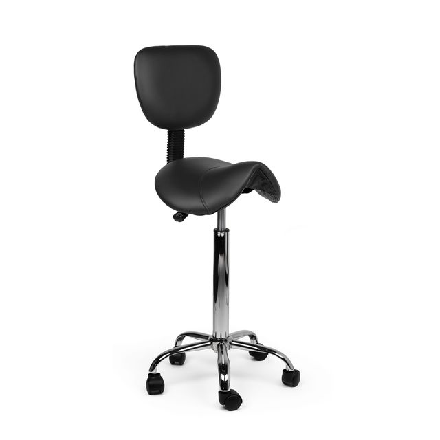 Office - Zadelkruk rugleuning hoog harde wielen zw