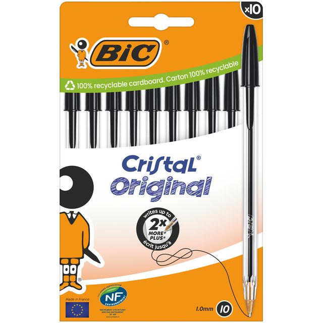 Bic - Ballpoint pen Cristal medium black blister of 10 pieces