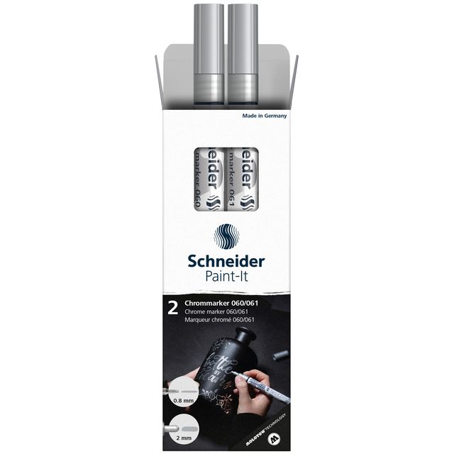 Schneider - Rotulador Paint-it 060 061 2.0mm y 0.8mm mtl cromo 2uds
