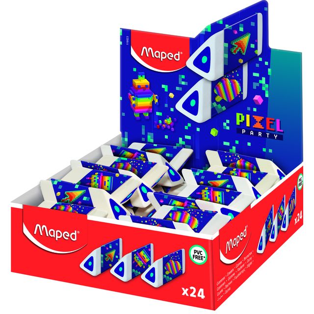 Maped - Eraser Pixel Party Pyramid display de 24 piezas