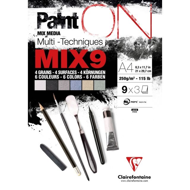 Clairefontaine - Mix Media Paper A4 Paint On 27 sheets 250grams assorted