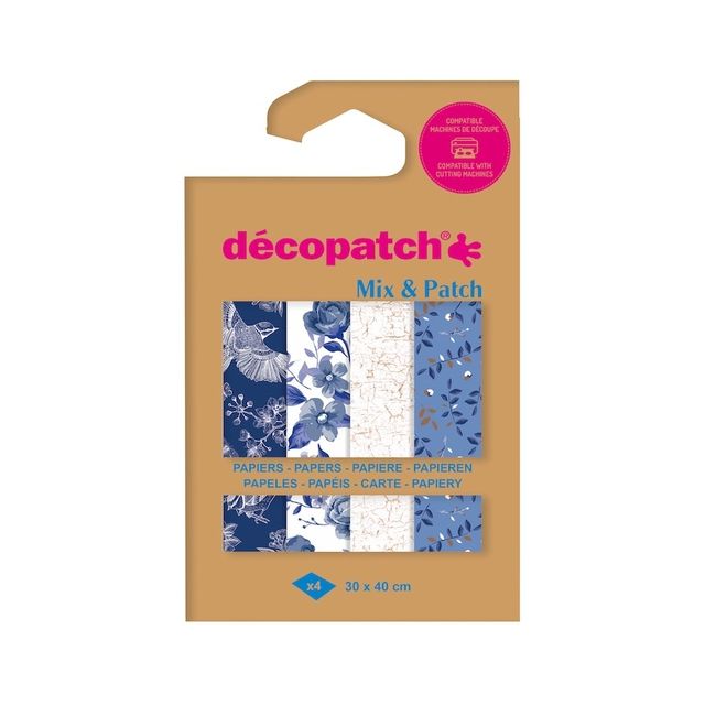 Décopatch - Hobbypapier 30x40cm set à 4 vel thema Shades of Blue