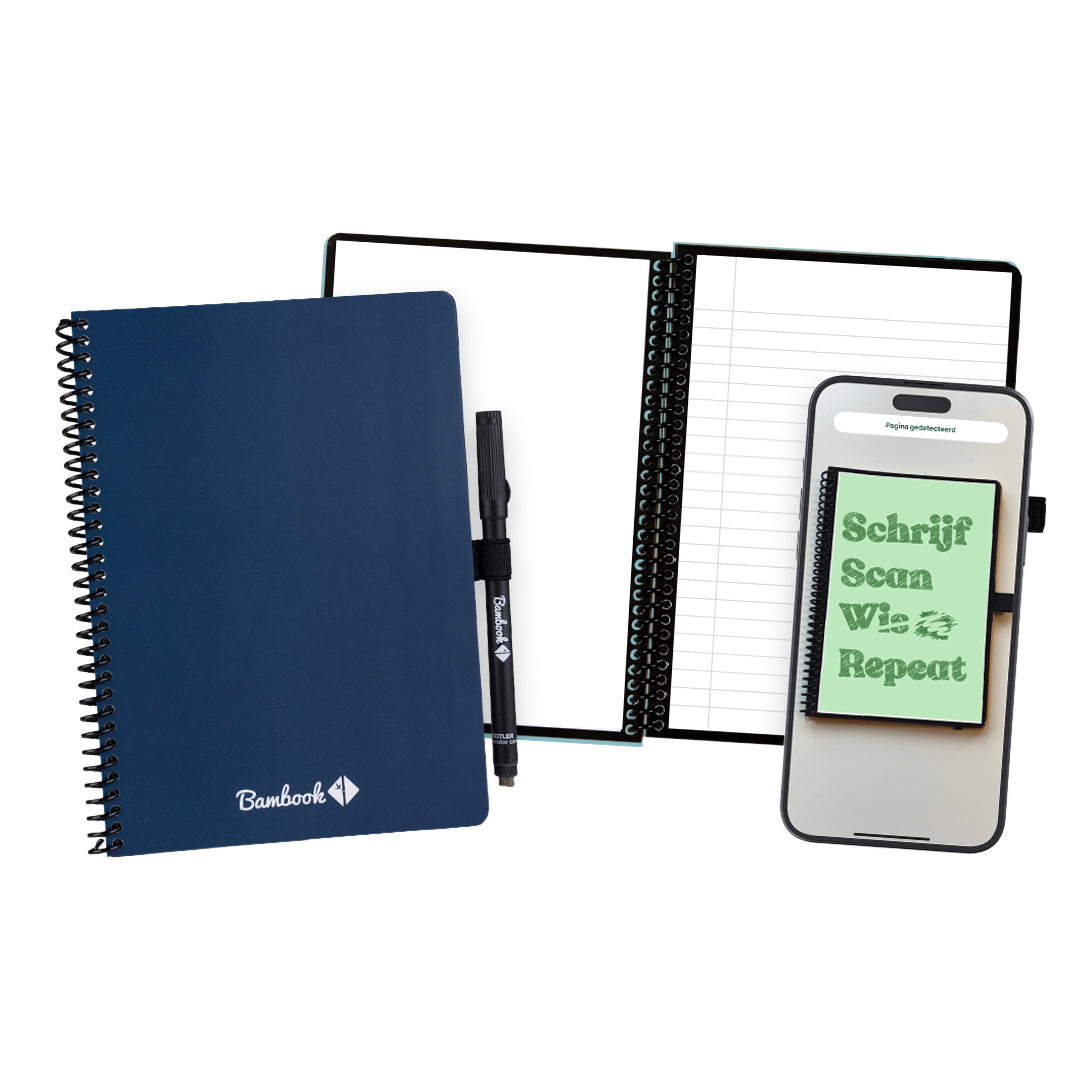 Bambook - Notitieboek navy a5 lijn 40pag uitwisb