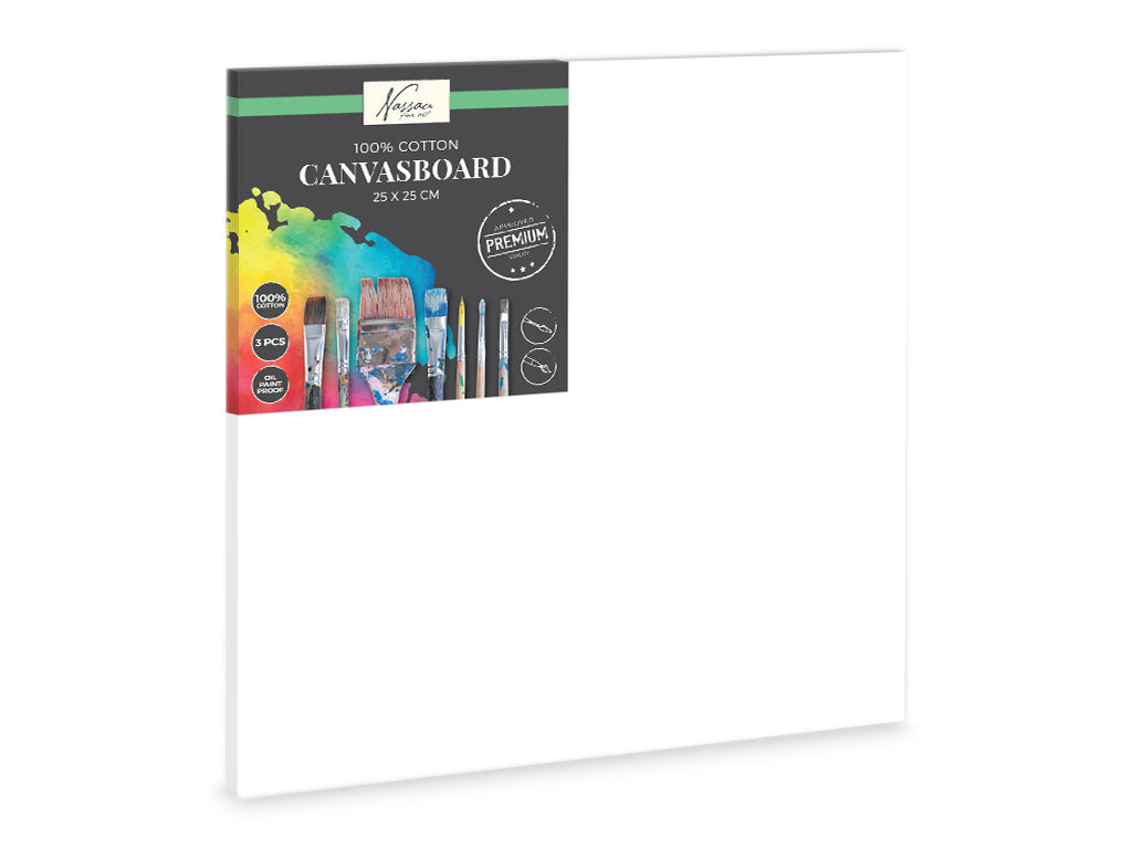 Nassau fine art - Canvasboard 25x25cm 100pro katoen 3st