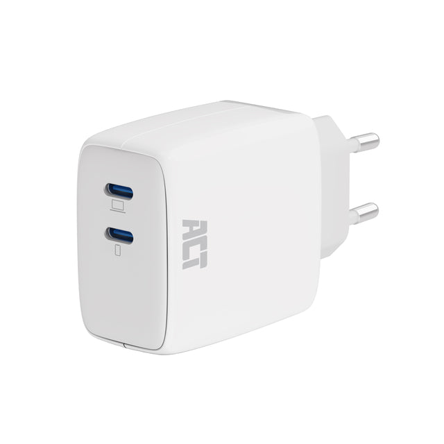 ACT - Chargeur 65w 2 ports USB-C blanc