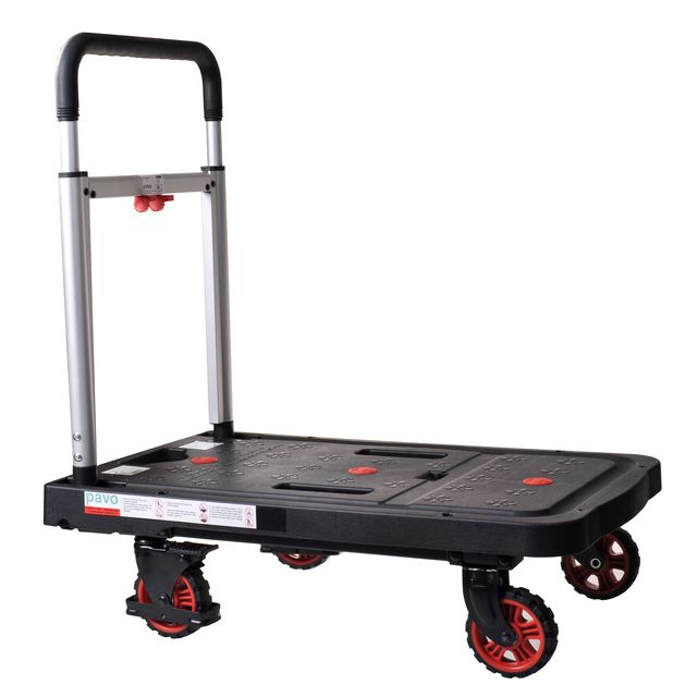 Pavo - Transport cart platform trolley foldable 137kg black