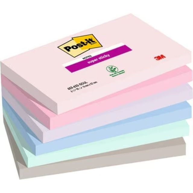 Post-it - Blocco note 655-6SS Super Sticky 76x127mm SOUL 6 pezzi