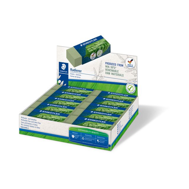 Staedtler - Gum Eco 52680 65x23x10mm olijfgroen 20 stuks