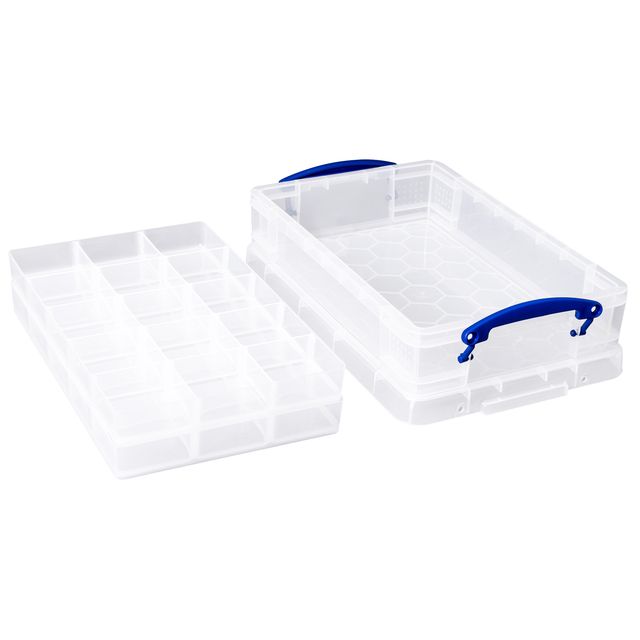 Really Useful Box - Scatola portaoggetti 4 litri 30 scomparti 395x255x88mm bianco trasparente