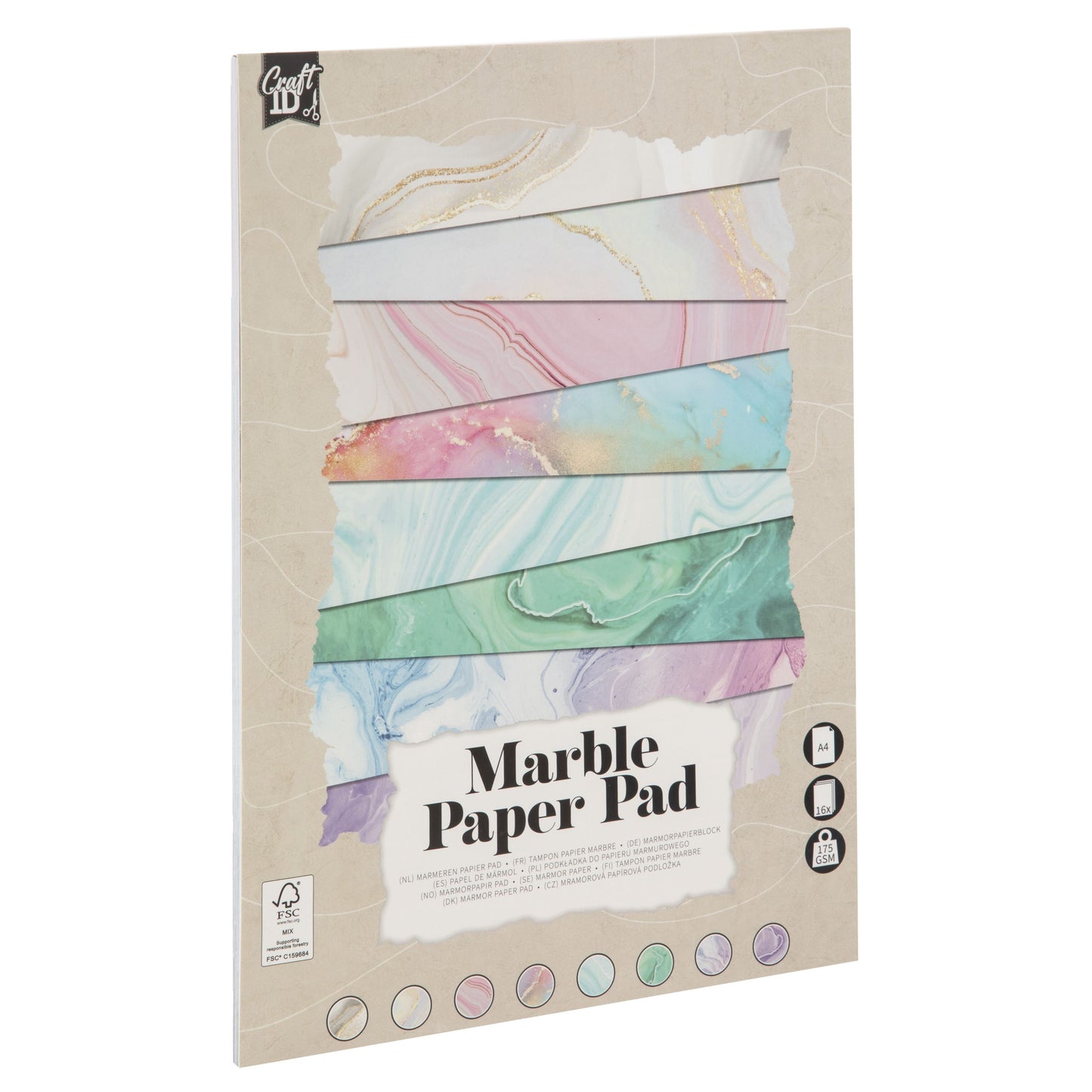 CraftID - Hobbykarton a4 175gr marmer 16 vel | 12 stuks