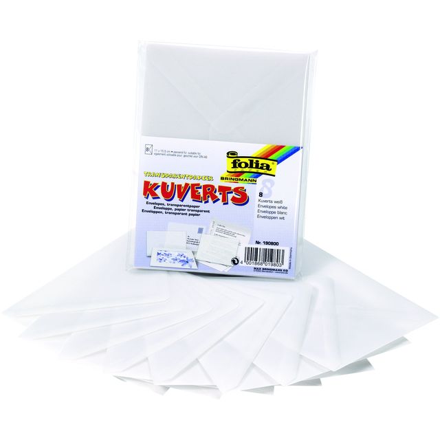 Folia Paper - Envelope Folia A6 115gr set of 8 pieces transparent