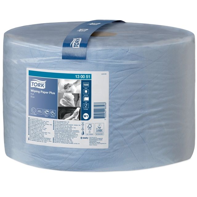 Tork - Cleaning paper W1 Plus 2-layer 1500 sheets blue 130051