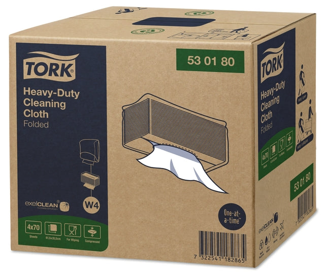 Tork - Cleaning cloth W4 Heavy-Duty folded 1-ply 4x70 sheets white 530180