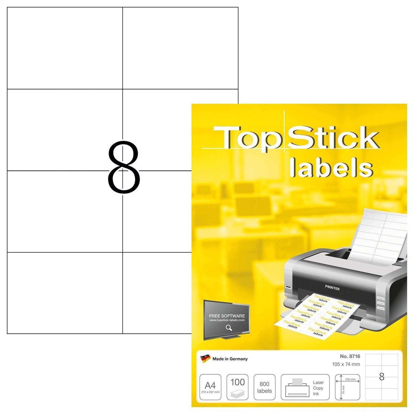 Ufficio - Etichette Topstick 105x74mm 800 etichette | 10 pezzi