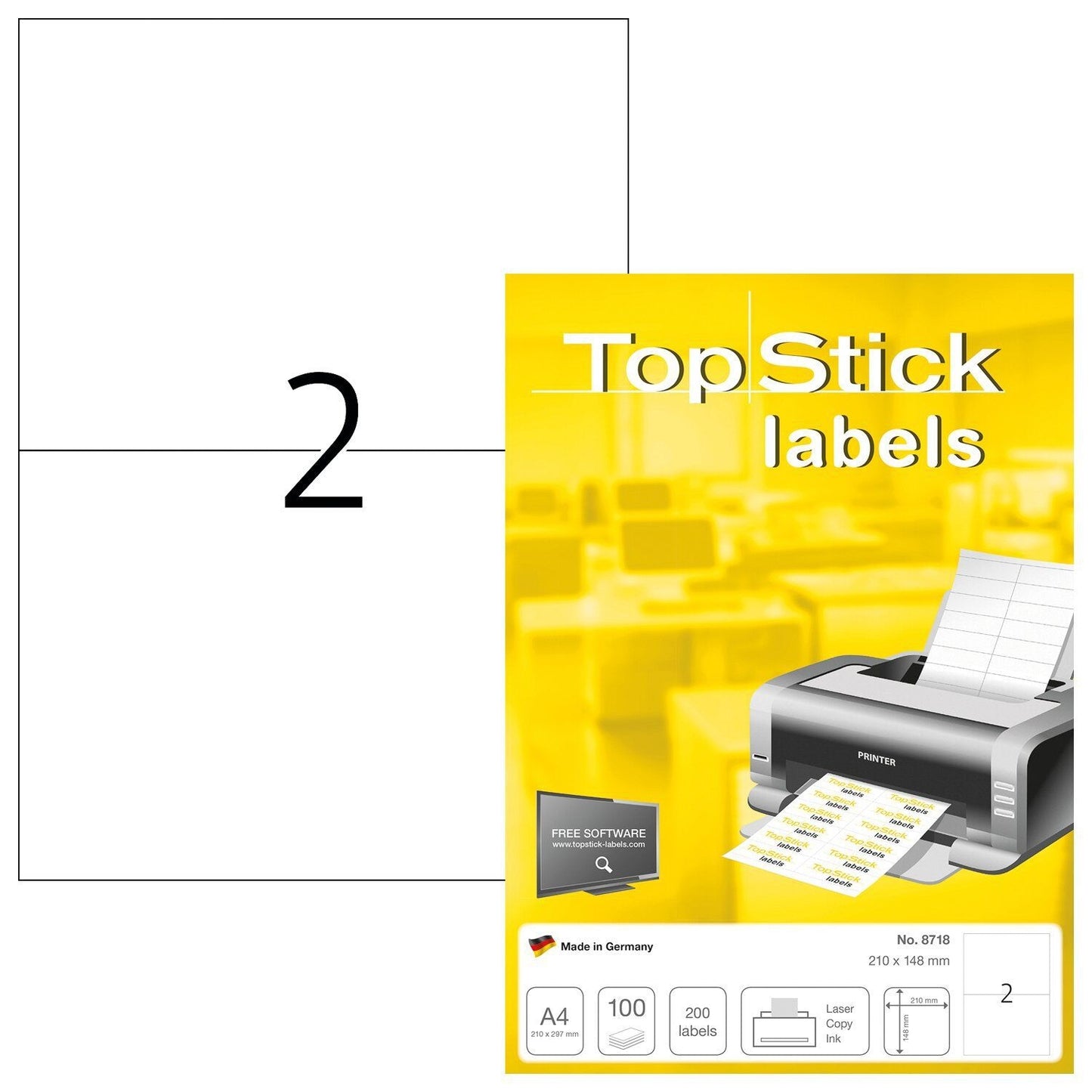 Ufficio - Etichette Topstick 210x148mm 200 etichette | 10 pezzi