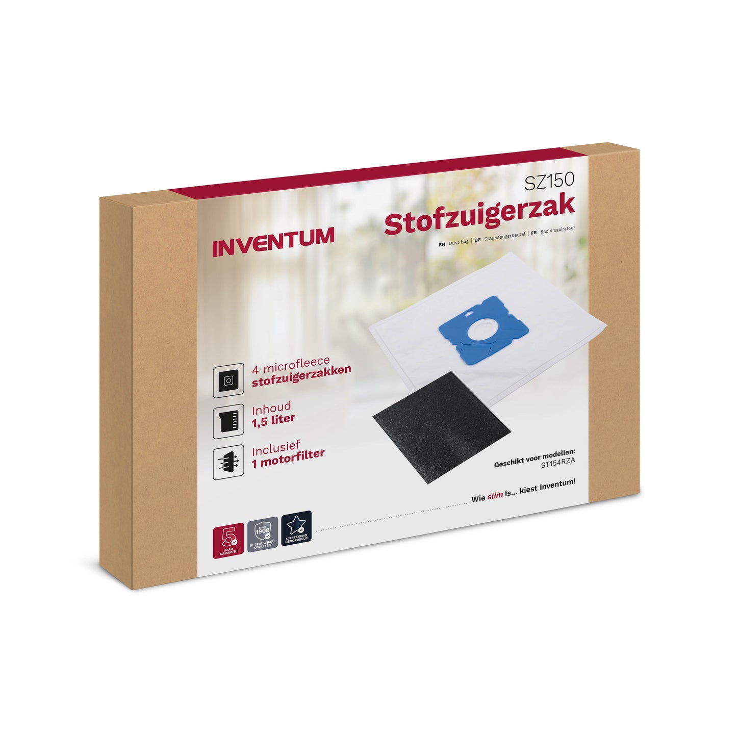 Inventum - Sacchetto per aspirapolvere 1,5 l set di 4 sacchetti e filtro