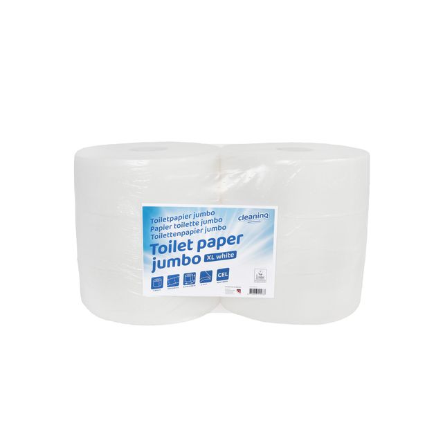 Cleaninq - Toiletpapier t1 jumbo groot 6x350m wit
