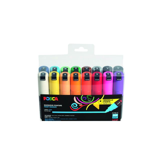 Posca - Paintmarker Uni PC7M breed assorti set à 16 stuks