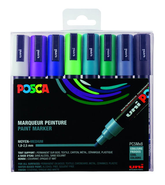 Posca - Paintmarker uni pc5m m 8st koele kleuren