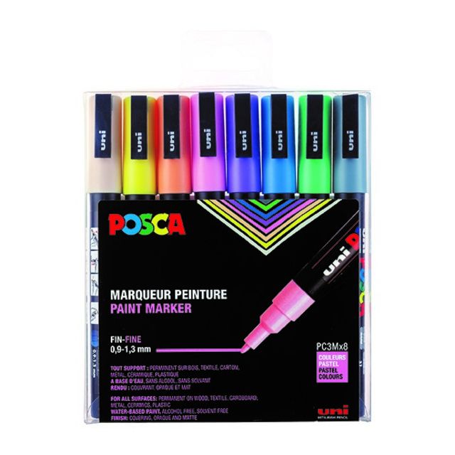Posca - Paintmarker Uni PCfijn pastel assorti set à 8 stuks