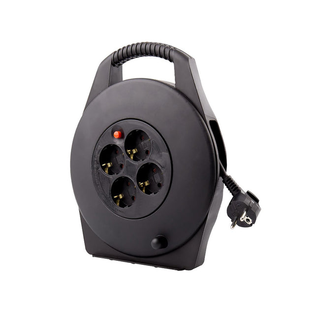 BRASQ - Avvolgicavo 4x 10 metri nero