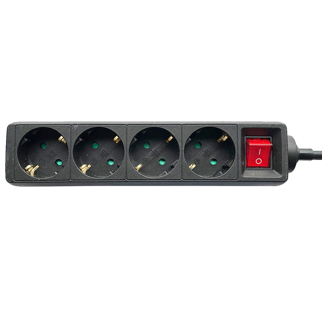 Brasq - Stekkerdoos 4 voudig 1.4 meter zwart