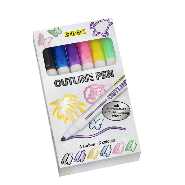 Online - Viltstift Outline assorti doos à 6 stuks
