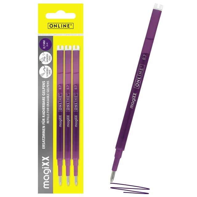 Online - Gelschrijvervulling Magixx 0.7mm violet blister à 3 stuks
