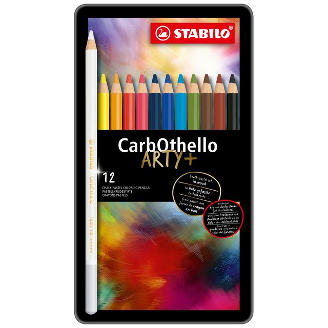 Stabilo - Crayons de couleur CarbOthello lime pastel assorti boîte de 12 pièces