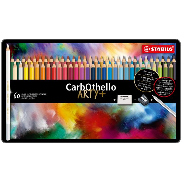 Stabilo - CarbOthello, Kalkpastel Kleurpotlood, Verkrijgbaar In 60 Kleuren, Metalen Etui Met 60 Kleuren