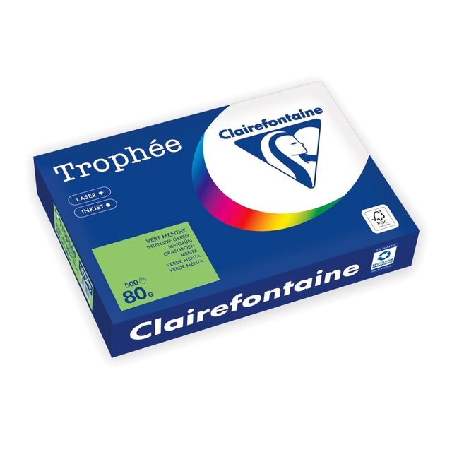 Trophee - Kopieerpapier Trophée A4 80gr grasgroen 500 vel | 5 stuks