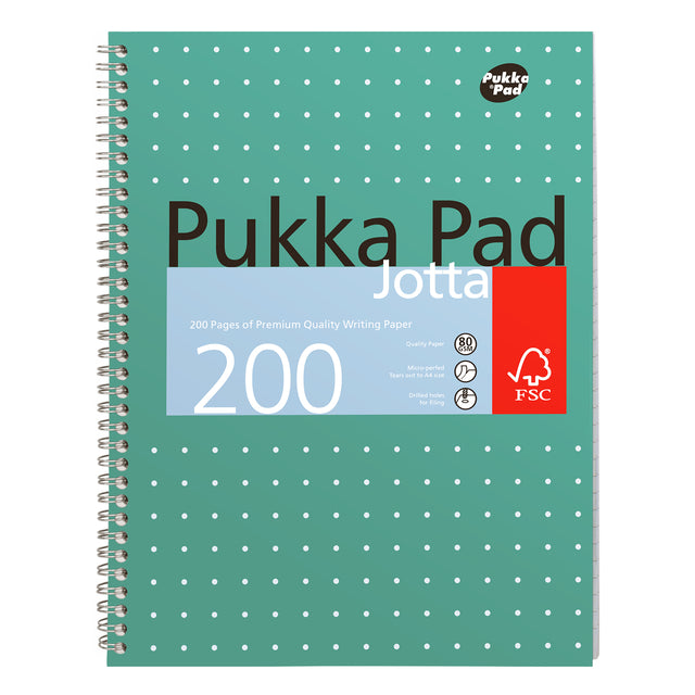 Pukka Pad - Bloque de conferencias Pad Jotta línea A4 4 agujeros 200 páginas 80gr verde