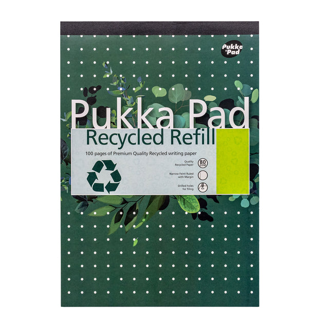 Pukka Pad - Schrijfblok Pad Recycled A4 lijn 4-gaats 100 vel 80gr